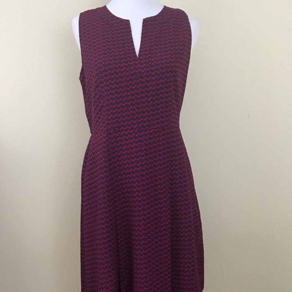Jcrew split neck cherry print dress with pockets